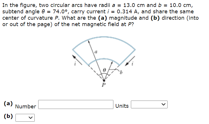 Solved In The Figure, Two Circular Arcs Have Radii A = 13.0 | Chegg.com