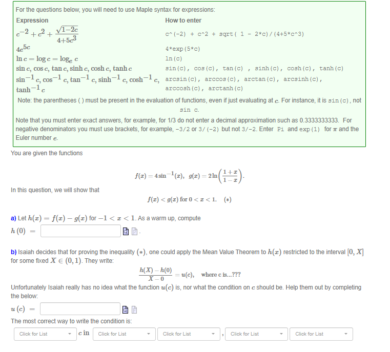 Solved For the questions below, you will need to use Maple | Chegg.com