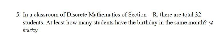 5. In a classroom of Discrete Mathematics of Section | Chegg.com