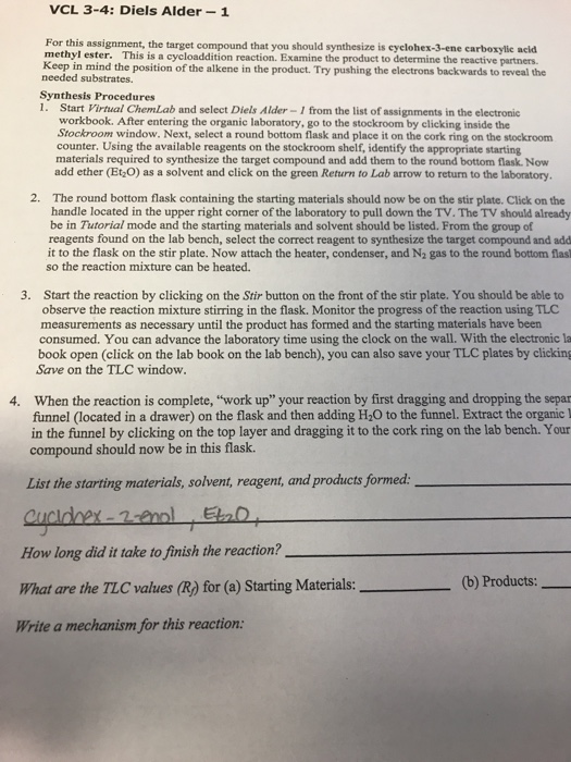 Solved VCL 3-4: Diels Alder- 1 For this assignment, the | Chegg.com