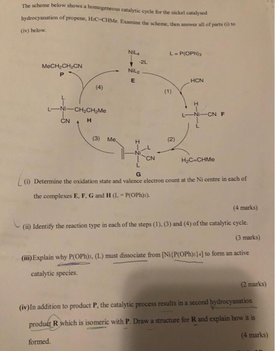 Solved The scheme below shows a homogeneous catalytic cycle | Chegg.com