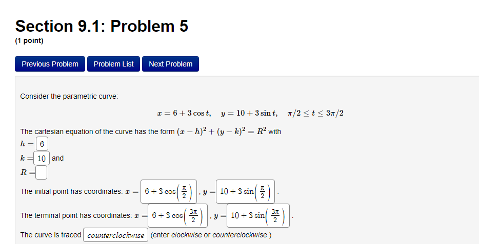 Solved Section 9.1: Problem 5 (1 point) Previous Problem | Chegg.com