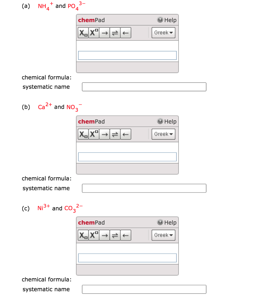 Solved Part A. Write the chemical formulas and systematic | Chegg.com