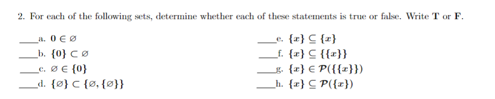 Solved 2. For Each Of The Following Sets, Determine Whether | Chegg.com