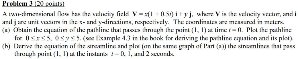 Solved Problem 3 (20 points) A two-dimensional flow has the | Chegg.com