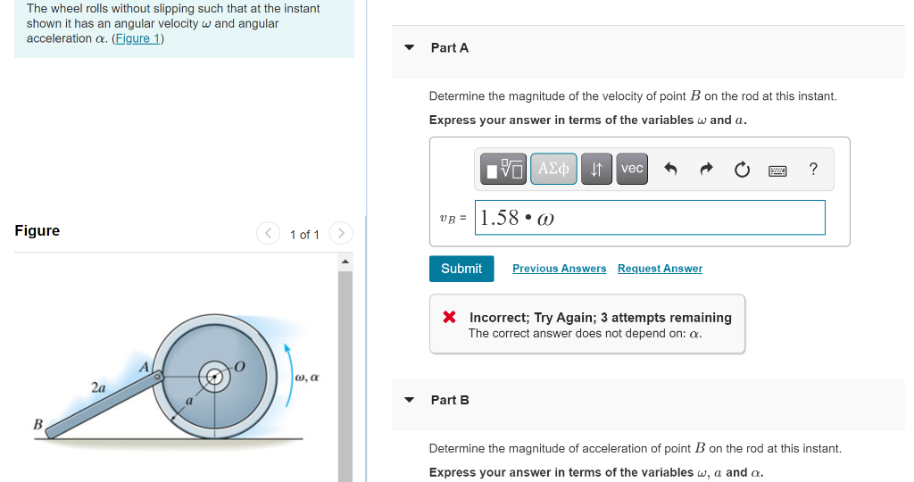 Solved The wheel rolls without slipping such that at the | Chegg.com