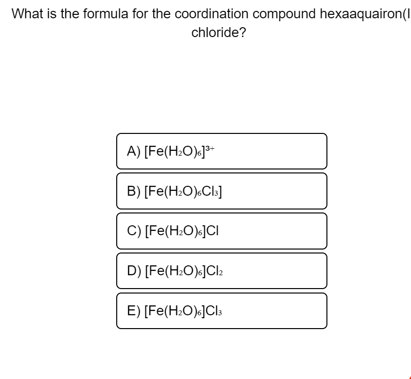 What Is The Formula For The Coordination Compound Chegg Com