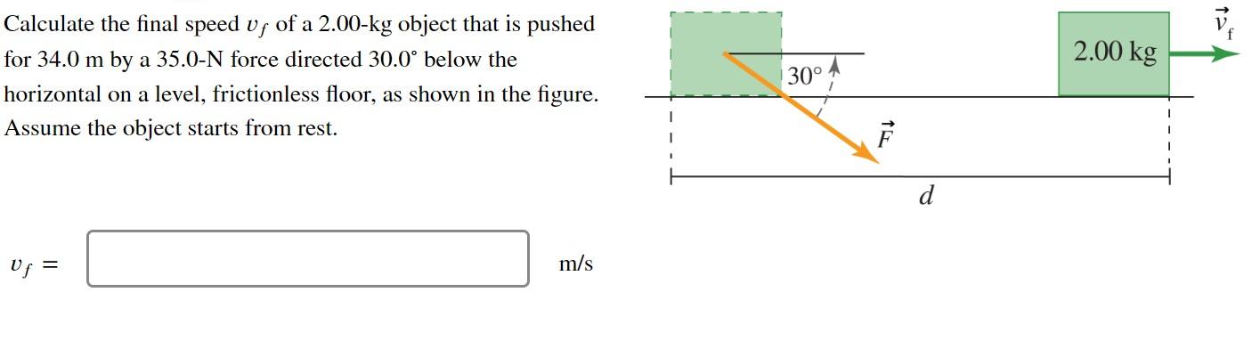 Solved Calculate The Final Speed Vf Of A 2 00kg Object That Chegg Com