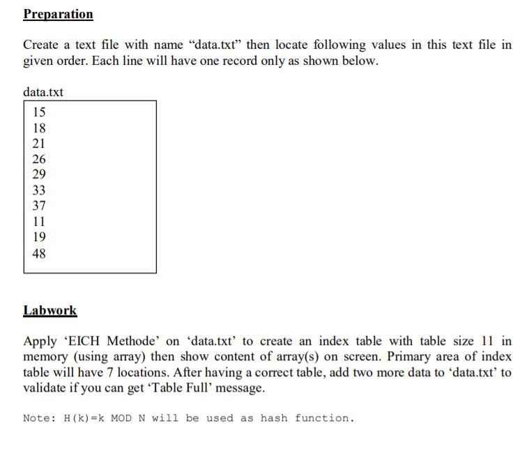 Solved Preparation Create a text file with name 