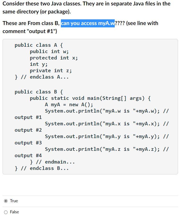 Solved Consider these two Java classes. They are in separate | Chegg.com