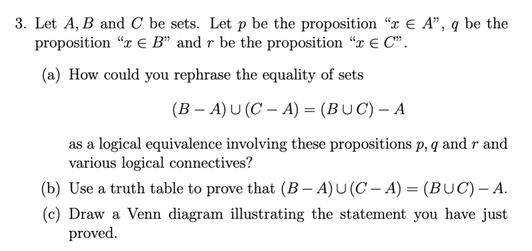 Solved Let A,B And C Be Sets. Let P Be The Proposition " X∈A | Chegg.com