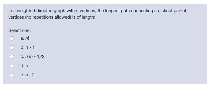 Solved In a weighted directed graph with n vertices, the | Chegg.com