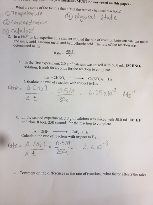 Solved What are some of the factors that affect the rate of