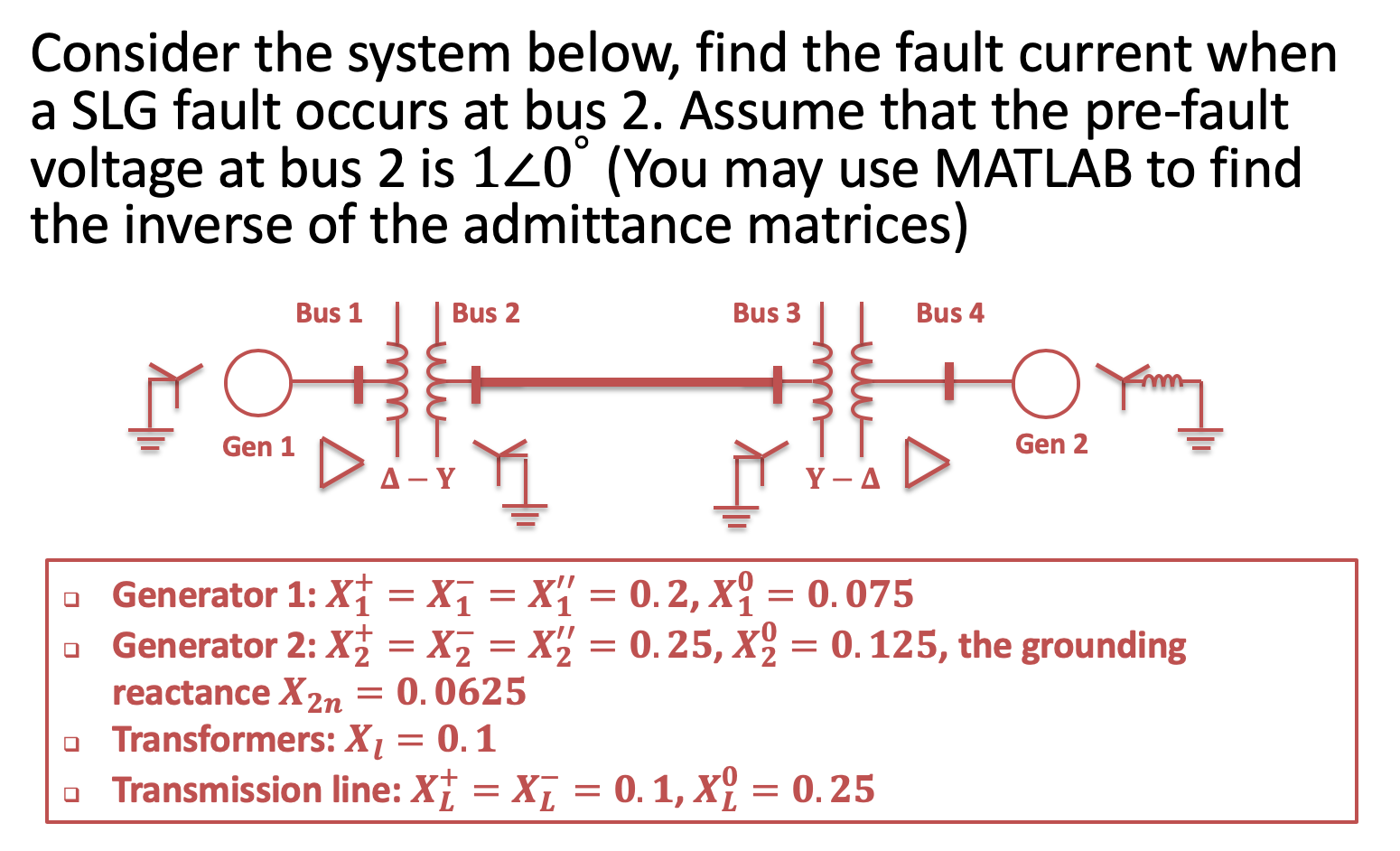 Solved Consider the system below, find the fault current | Chegg.com