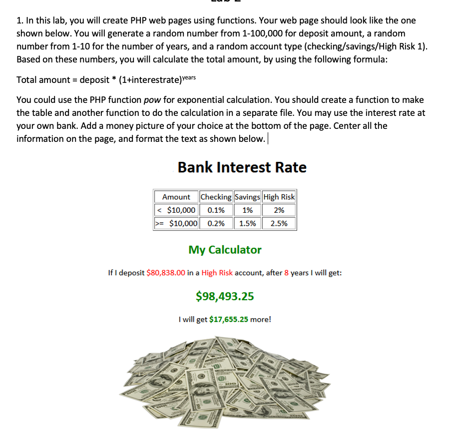 Solved 1. In this lab, you will create PHP web pages using | Chegg.com