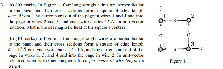 Solved (b) (10 Marks) In Figure 1, Four Long Straight Wires | Chegg.com