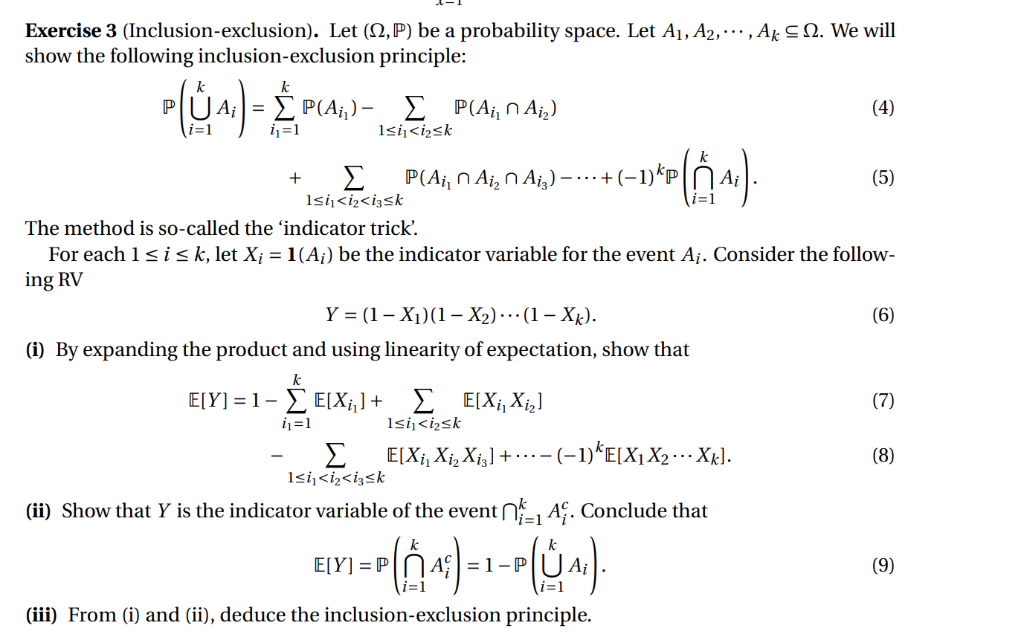 Solved Exercise 3 (Inclusion-exclusion). Let (2,P) be a | Chegg.com