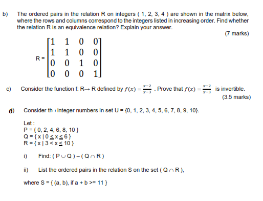 Solved The ordered pairs in the relation R on integers | Chegg.com