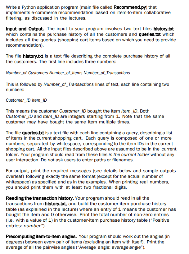 Solved Write a Python application program (main file called | Chegg.com