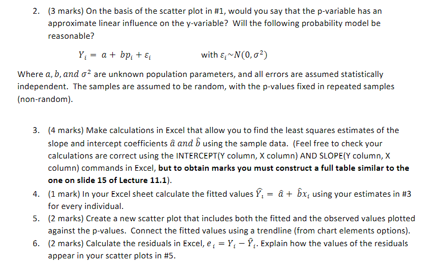Solved 2. (3 marks) On the basis of the scatter plot in #1, | Chegg.com