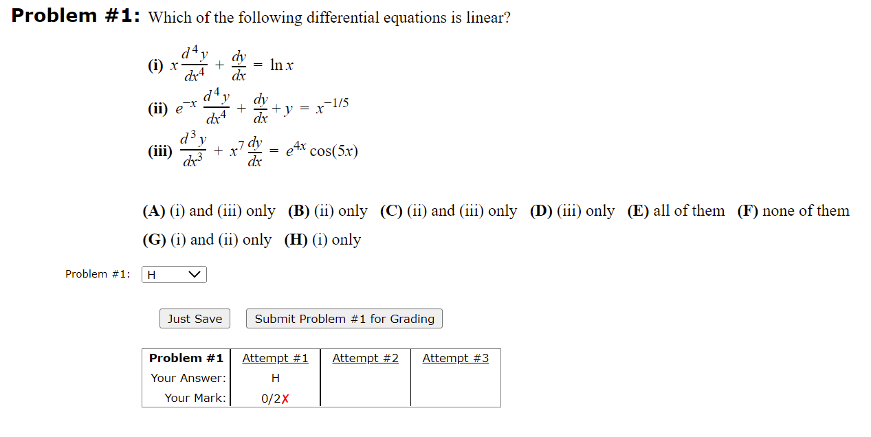 Solved Problem #1: Which Of The Following Differential | Chegg.com