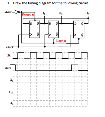 Solved 1. Draw The Timing Diagram For The Following Circuit. | Chegg.com