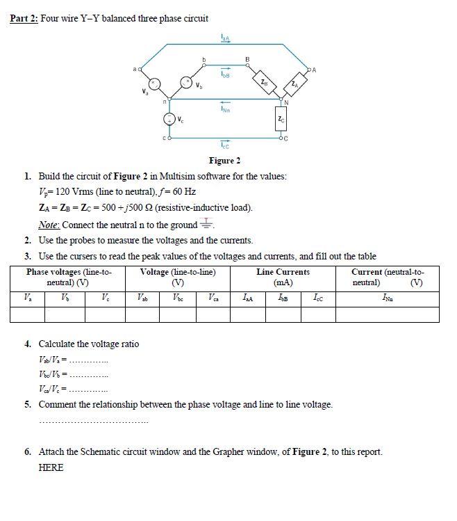 Solved Part 2: Four wire Y-Y balanced three phase circuit A | Chegg.com