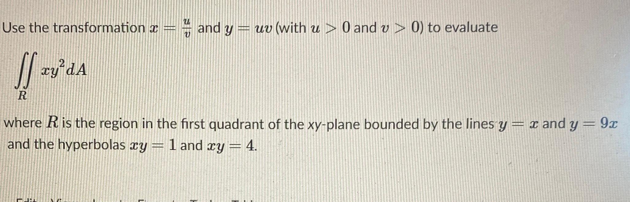 Solved Use The Transformation X Uvx Uv And Y Uvy Uv With Chegg Com