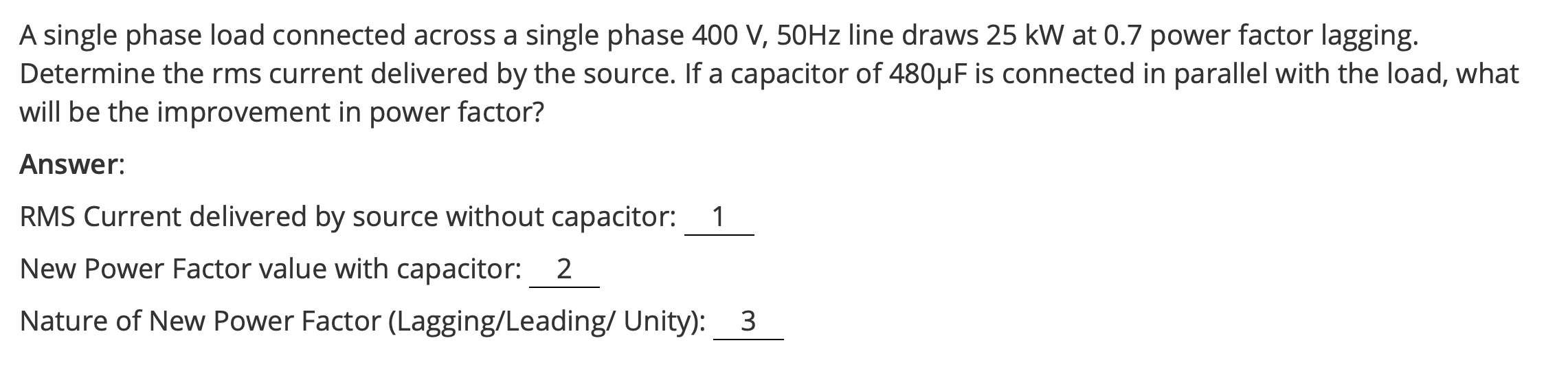 Solved A single phase load connected across a single phase | Chegg.com
