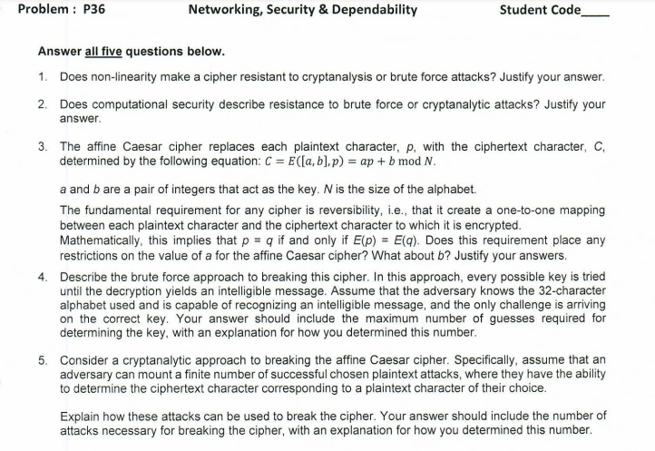 Solved Answer all five questions below.Does non-linearity | Chegg.com
