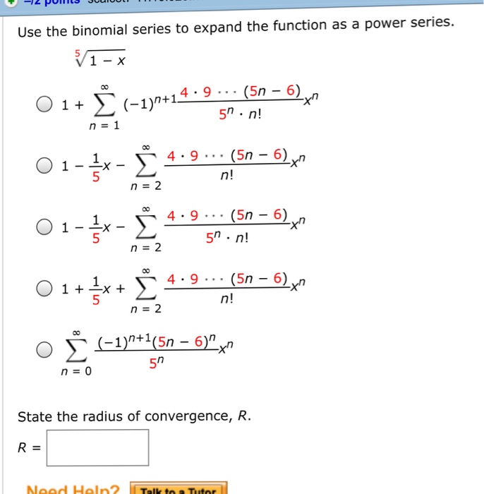 Solved Use the binomial series to expand the function as a | Chegg.com