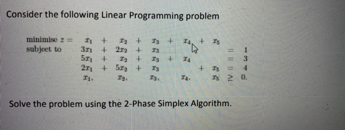 Solved Consider the following Linear Programming problem + + | Chegg.com