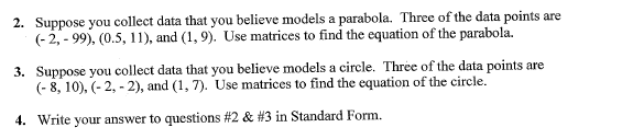 Solved 2. Suppose you collect data that you believe models a | Chegg.com