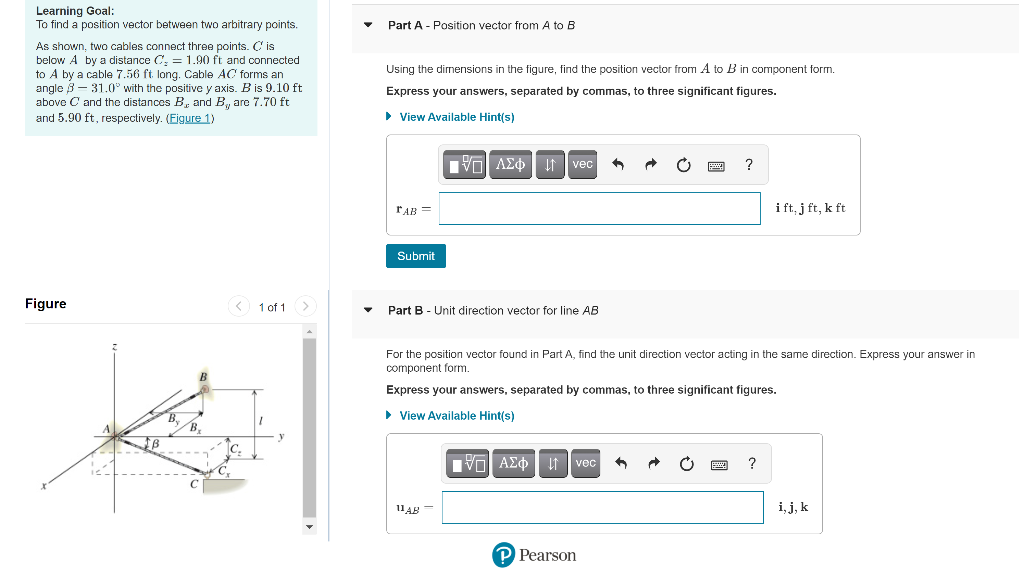 Solved Part A - Position vector from A to B Learning Goal: | Chegg.com