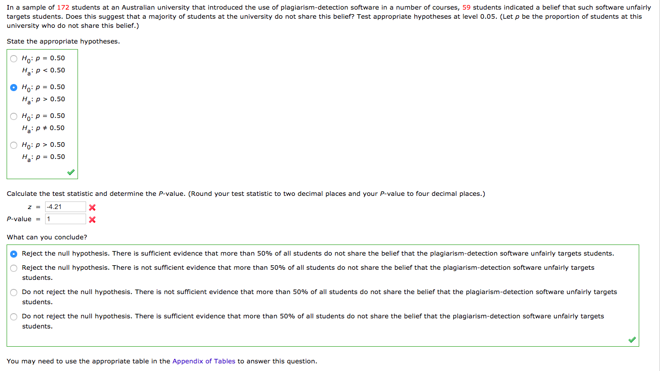 Solved In a sample of 172 students at an Australian