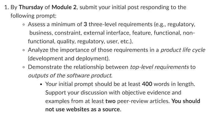 Solved 1. By Thursday of Module 2, submit your initial post | Chegg.com