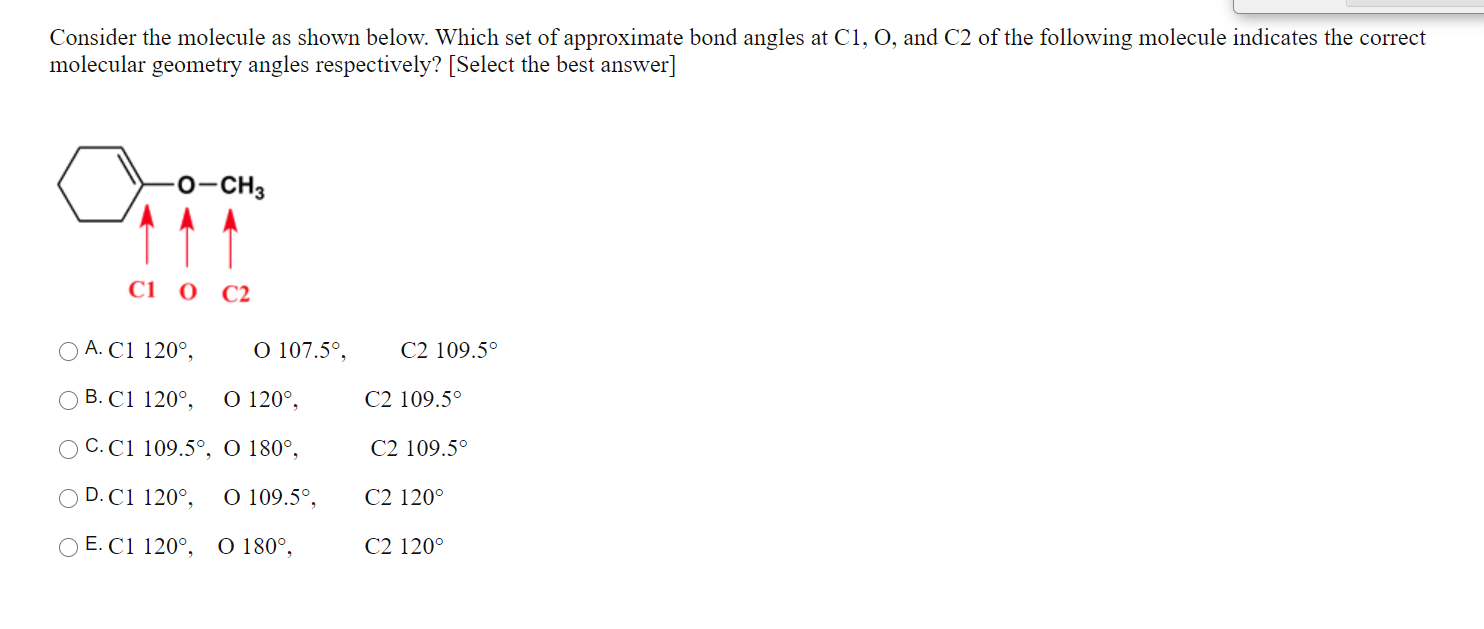 Solved Consider The Molecule As Shown Below. Which Set Of | Chegg.com