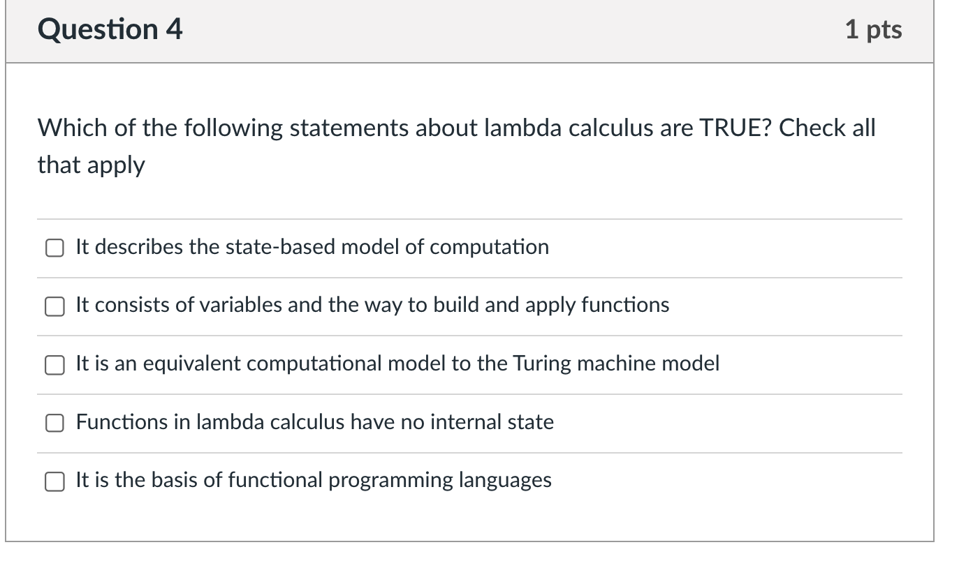 Solved Which Of The Following Statements About Lambda | Chegg.com