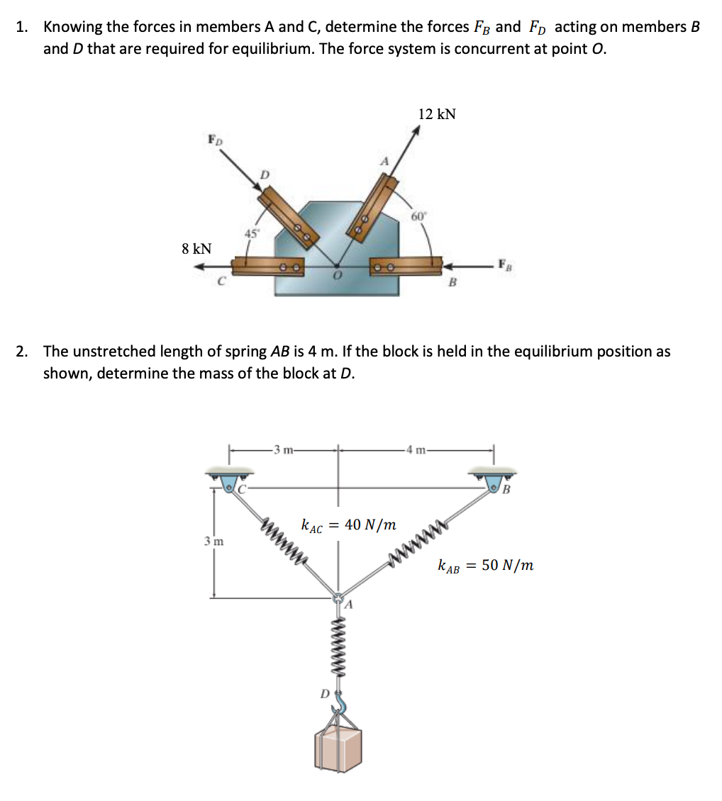 Solved 1. Knowing The Forces In Members A And C, Determine | Chegg.com