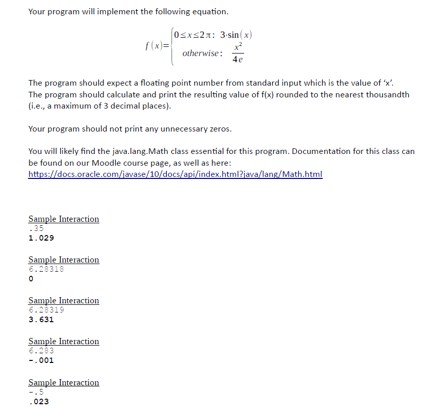 Solved Your program will implement the following equation. | Chegg.com