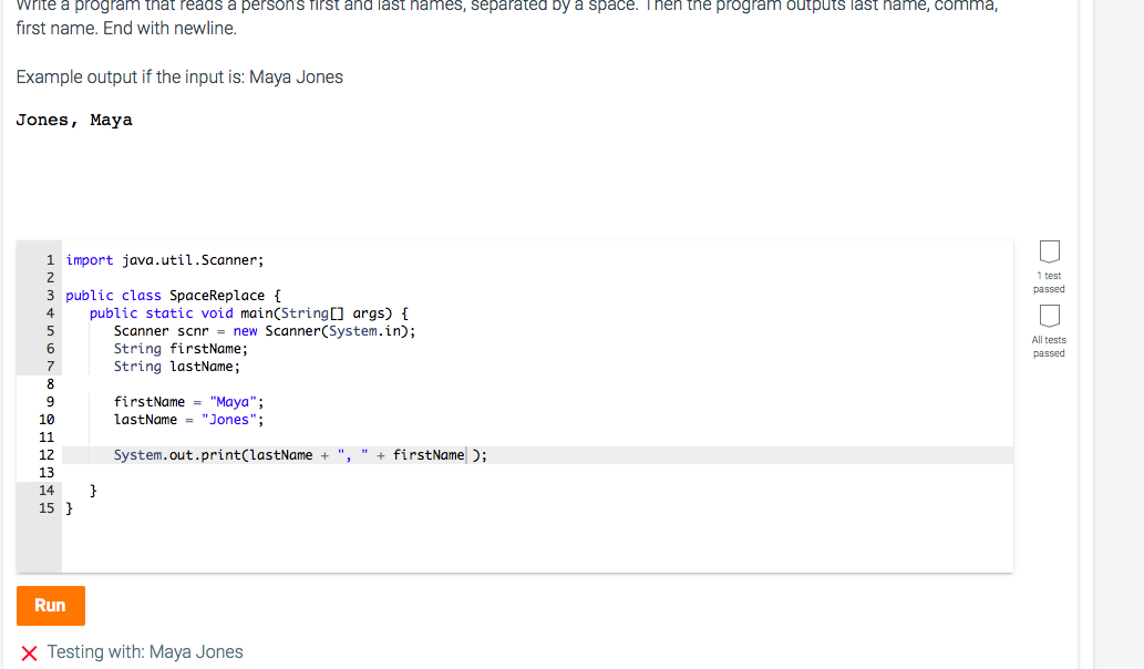 Solved Write a program that leads a persons tilst and last | Chegg.com