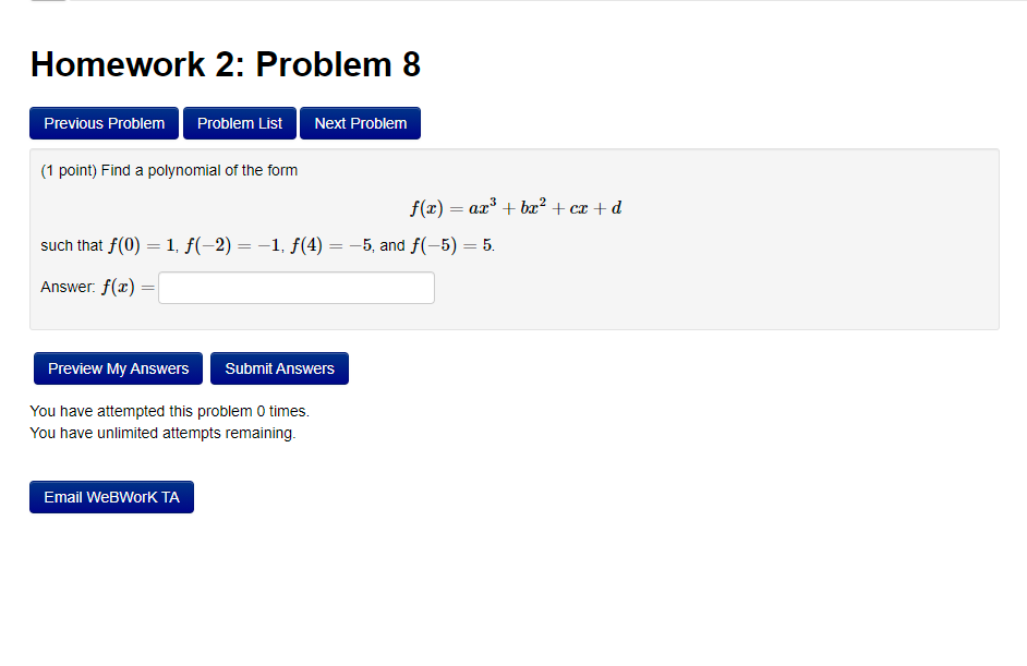 Solved Homework 2: Problem 8 Previous Problem Problem List | Chegg.com