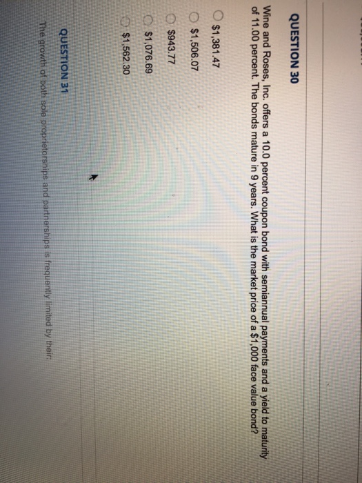 Solved QUESTION 30 Wine and Roses, Inc. offers a 10.0