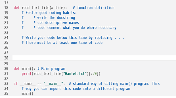 Solved Write a python function named read_text_file to read | Chegg.com