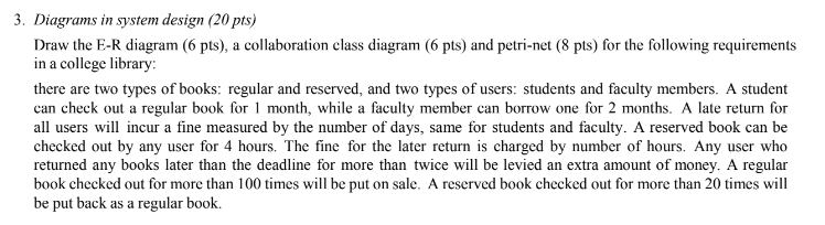 Solved 3. Diagrams in system design (20 pts) Draw the E-R | Chegg.com