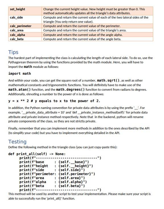 Solved Your task is to design a Python 3 class that models | Chegg.com