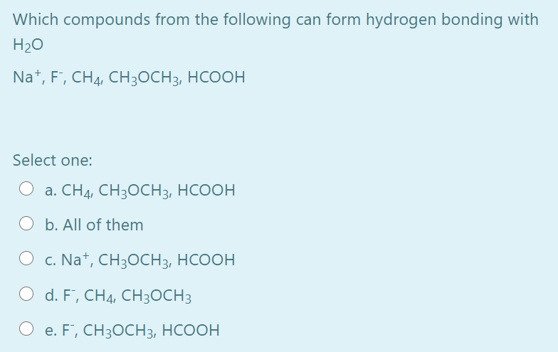 Solved Which compounds from the following can form hydrogen | Chegg.com