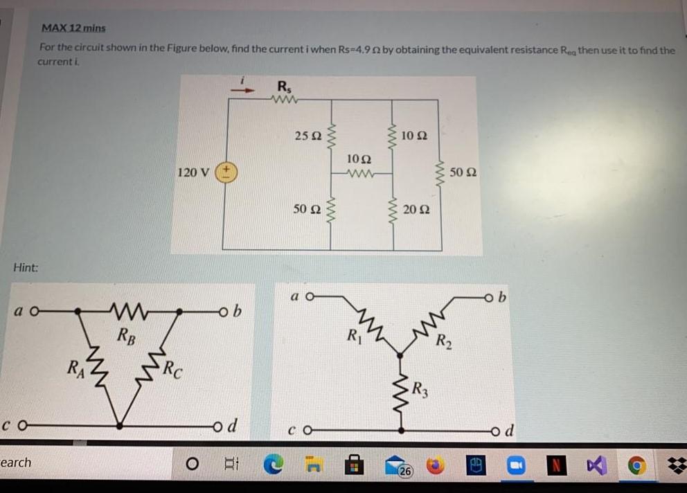 Solved MAX 12 mins For the circuit shown in the Figure | Chegg.com