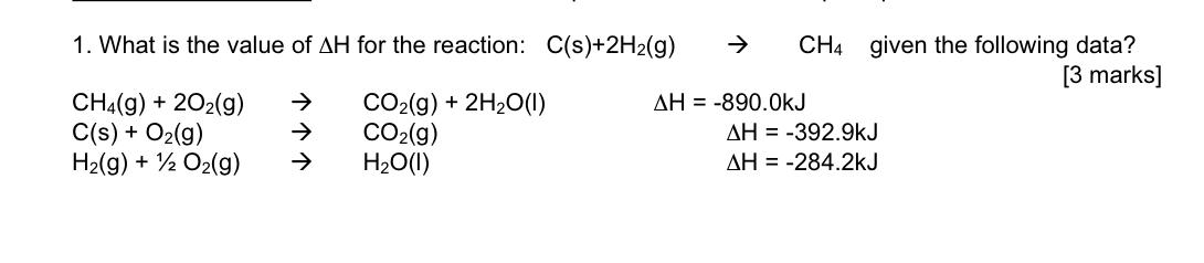 Solved 1. What is the value of ΔH for the reaction: | Chegg.com