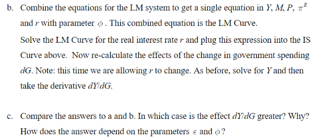 Solved 2. A Linear IS/LM Model. Suppose that you are given | Chegg.com